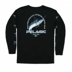 Clothing/Gloves PELAGIC Tee LS Flying Marlin Black