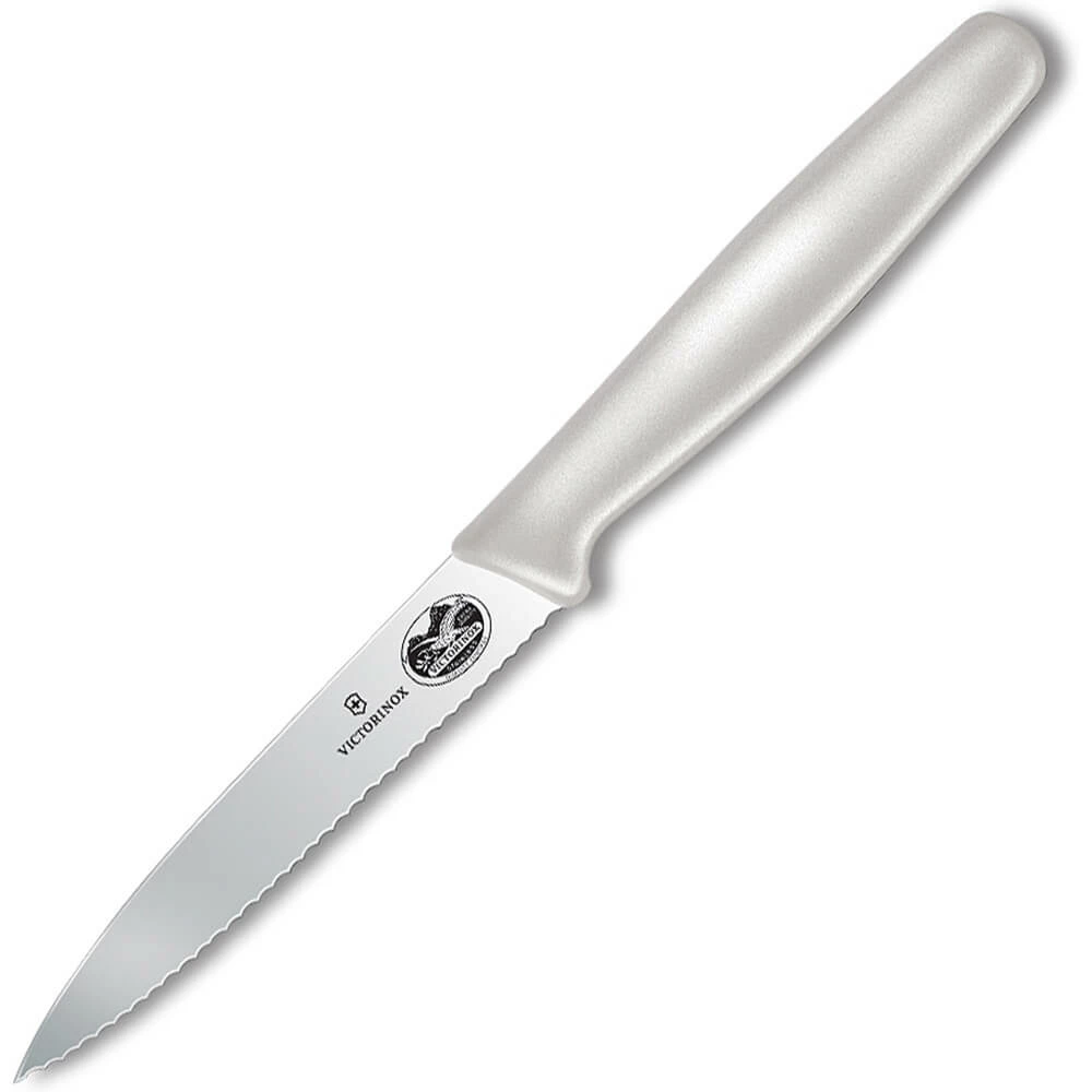 VICTORINOX Serrated White Handle Knife 42604