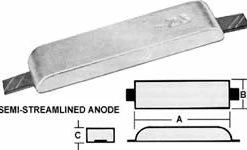 Pacific Net & Twine Ltd Zinc Anode With Iron Bar (5 Sizes) Marine Hardware