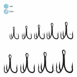 Gamakatsu Black Treble Hooks, 4X Strong