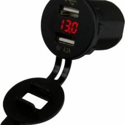 Marine Hardware SEADOG 426517-1 DUAL USB SOCKET/VOLTMETER W/ HIDDEN DISPLAY