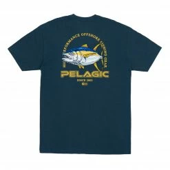 Clothing/Gloves PELAGIC Flying Yellowfin Tuna Premium T-Shirt Smokey Blue
