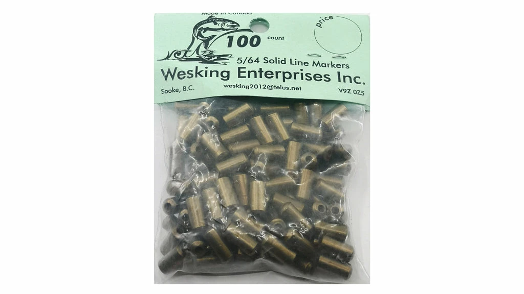 Salmon Trolling Wesking Brass Bead Solid Marker For 5/64" Line (100 Pack)
