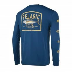 Clothing/Gloves Pelagic Aquatek Game Fish Long Sleeve T-shirt Navy