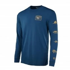 Clothing/Gloves Pelagic Aquatek Game Fish Long Sleeve T-shirt Navy